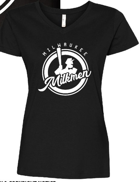 Women Main Logo Black V-Neck
