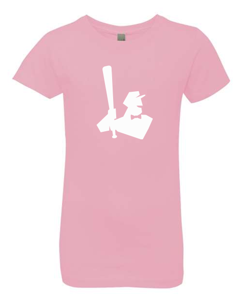 Youth Girls Pink Batter Logo Tee